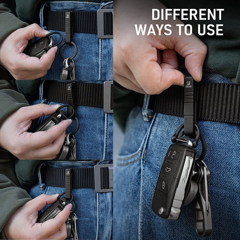 FEGVE Titanium Key Holder, Belt Clip, Belt Loop, Carabiner, Stylish,