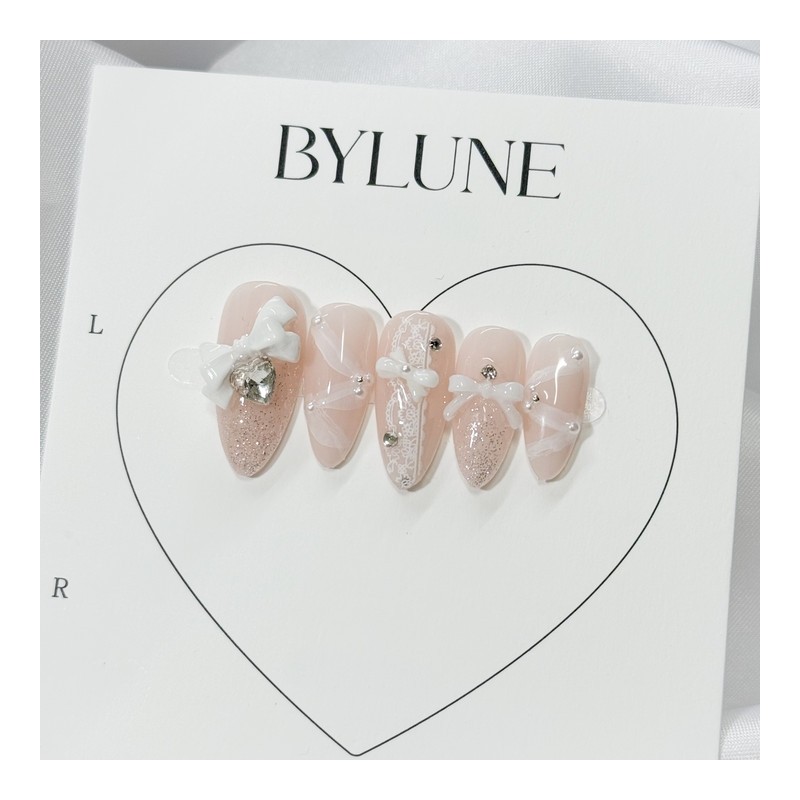 Veil White Handmade Nail Tips Wedding Nail Tips - Short
