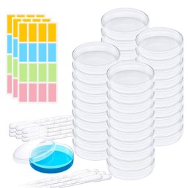 40 Pezzi Piastre Petri da 60 mm, Set di Piastre di Petri in Plastica Sterile con Coperchio, con 20 Pipette, per Coltivare Batteri, Corsi di Esperimento per Studenti e Ricerca Biologica