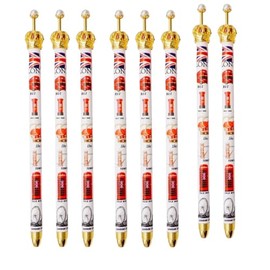 Souvenirs Set of 8 London Pens - London Landmarks Crown Pens - London Crown Pen - Union Jack Pen British Gift