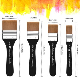 4 Pcs Flat Paint Brushes Set, Nylon Hair Oil Brush, Professional Watercolour Acrylic Paint Brushes for Beginners Artists Oil Paintings Watercolor Gouache (2/3/4/5 cm)
