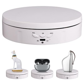 360 Degree Rotating Electric Turntable, Speed, Angle Adjustable, For Displays, Figures, Photography, Diameter 5.7 inches (14.6 cm), Load Capacity 8.8 lbs (4 kg) (White)