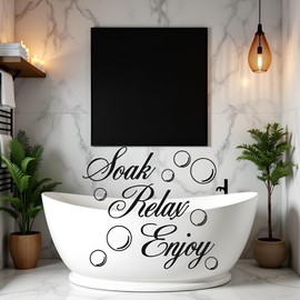 Black SOAK Relax Enjoy Bathroom Wall Art Quote Sticker Vinyl Decal Home Art Decoration,Bathroom Stickers,Wall Stickers and Murals,DIY Wall Decoration Supplies