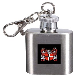 Udal Family Crest Surname Coat of Arms 1oz Hip Flask Kerying Engraved