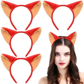 Lurrose 4pcs Fox Ears Headband Cute Large Animal Ear Hair Hoop Festival Birthday Party Favors