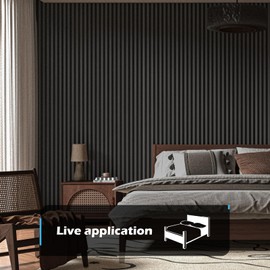 Art3d 2-Pack 48" x 24" Acoustic Wood Panels for Wall, Soundproof Wood Slat Panel for Wall and Ceiling, 3D Fluted Sound Absorbing Paneling for Interior Wall Decor, Living Room, Bedroom - Blackwood