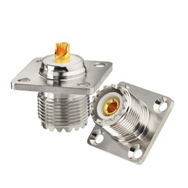 wlaniot SO-239 Chassis Mount Connector SO239 Solder Connector UHF Female 4 Holes Panel Chassis Mount Flange Solder Cup Connector SO239 Bulkhead Connector 3pcs