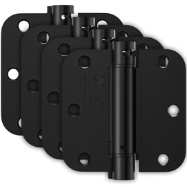 Bubxo 4 Pack Self Closing Door Hinges, Spring Hinges Self Closing 3.5 Inch with 5/8'' Radius Corners, Adjustable Tension for Garage, Front, Back Door, UL Listed, Left and Right Hand, Matte Black