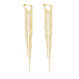 Soul Statement Vintage Country Western Jewelry for Women: Dangle Boho Turquoise & Bronze Patina Earrings with Long Copper Tassel Chains Set, Cowgirl Style Geometric Concert Festival Accessories (Hoop Chain Gold)