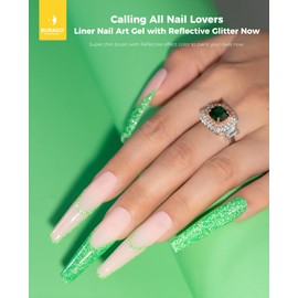 BURANO Holographic Gel Nail Polish Liner Nail Art Polish, Reflective Glitter Painted Gel Nail Design Polish 1 Bottle, Build in Thin Nail Brush Chrome Gel Curing Required 8ml (LX26)