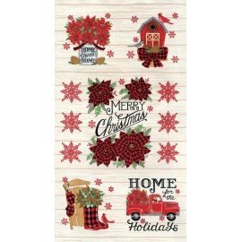 Moda Fabrics 24" X 44" Panel Christmas Holiday Winter Truck Dogs Flowers Fabric Panel D504.73