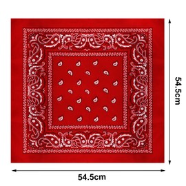 DXGSHSA 12pcs Assorted Western Cowboy Bandanas Colorful Cotton PaisleyScarf for Men and women Oversized Square Headband (12, Red)