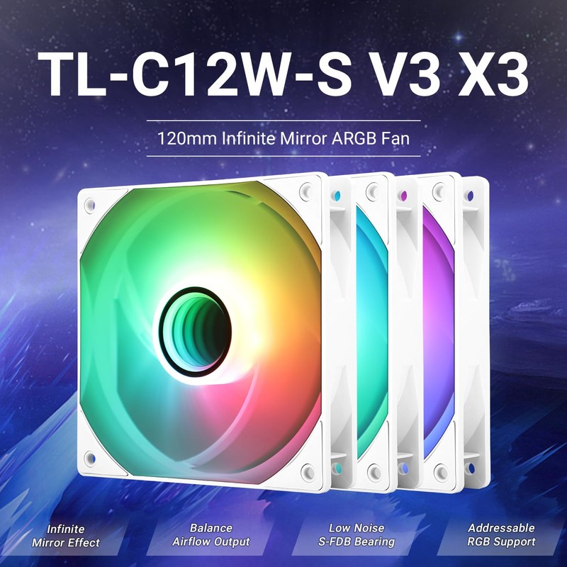 Thermalrlght TL-C12W-S V3 x3 Packs Case Fan 120mm ARGB CPU