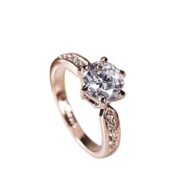 Unbranded 14K Rose Gold Plated Adjustable 1 CT Cubic Zirconia CZ Wedding Ring Women Gifts