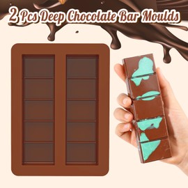 Kamehame Mini Schokoladenform Silikon Tief 2 Stück Silikonform Schokoladentafel Tief Schokolade Form mit Spachtel Klein Schokoladenformen für Schokolade Praline