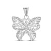 Elegant Sterling Silver Filigree & Sparkle-Cut Butterfly Charm Pendant Necklace,
