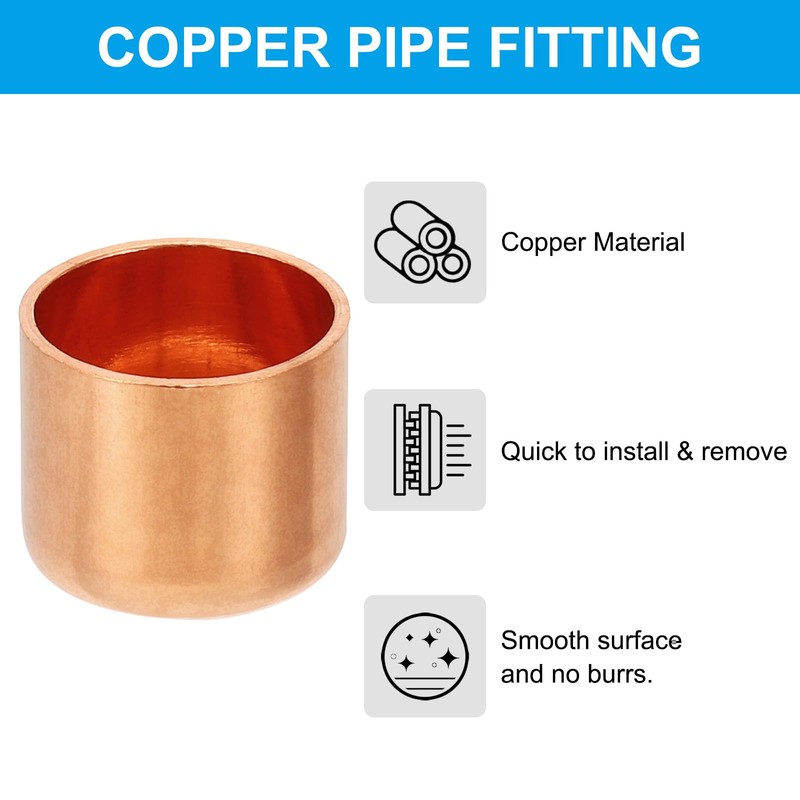 PATIKIL 1/2" Copper Pipe End Cap, 5Pcs Copper Fitting Cap
