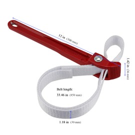 KEILEOHO 2 Pack Pipe Strap Wrench, 850mm Length Adjustable Pipe Strap Wrench, Multi-Purpose Nylon Strap Wrench Oil Filter Strap Belt Strap Wrench, with 12 Inch Red Handle