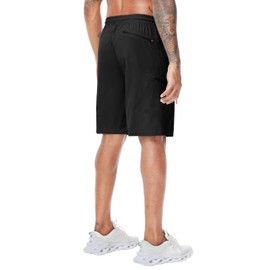 LAZYDAY Men's Hiking Cargo Shorts with Zipper Pockets Elastic Waist Quick Dry for Outdoor,Travel,Summer,Fishing Black