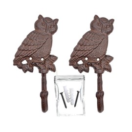 your castle Set of 2 Bird Motifs Decorative Wall Hooks Coat Hooks Cast Iron Owl 18 x 8 cm