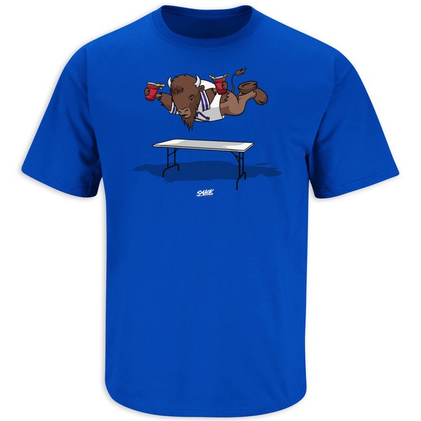 Buffalo Football Fans. Smash Tables T-Shirt (Sm-5X) (Royal S/S, 5XL)