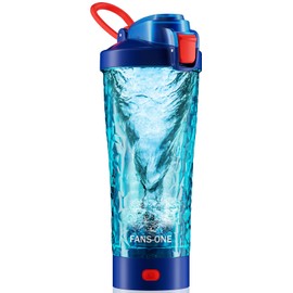 FANS-ONE Electric Protein Shaker Bottle, 24oz Lockable Electric Blender Cup, Tritan USB Rechargeable Protein Shake Mixer, Blender Shaker Cups for Protein Shakes, BPA Free, Blue