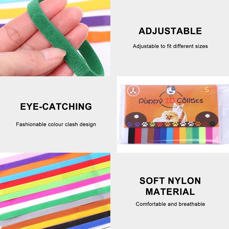 15PCS Adjustable Puppy Kitten Collars - Newborn Pet ID Bands