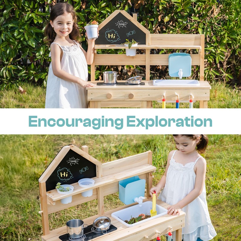 ROBUD Wooden Outdoor Play Kitchen for Kids – Mud Kitchen