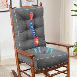 YZ HOME Rocking Chair Cushion, Set of Thicken Seat & Back Chair Cushions with Memory Foam, Non-Slip Chair Pad with Ties for for Indoor&Outdoor Rocker, Light Grey, 28 * 18 * 5/18x18x5