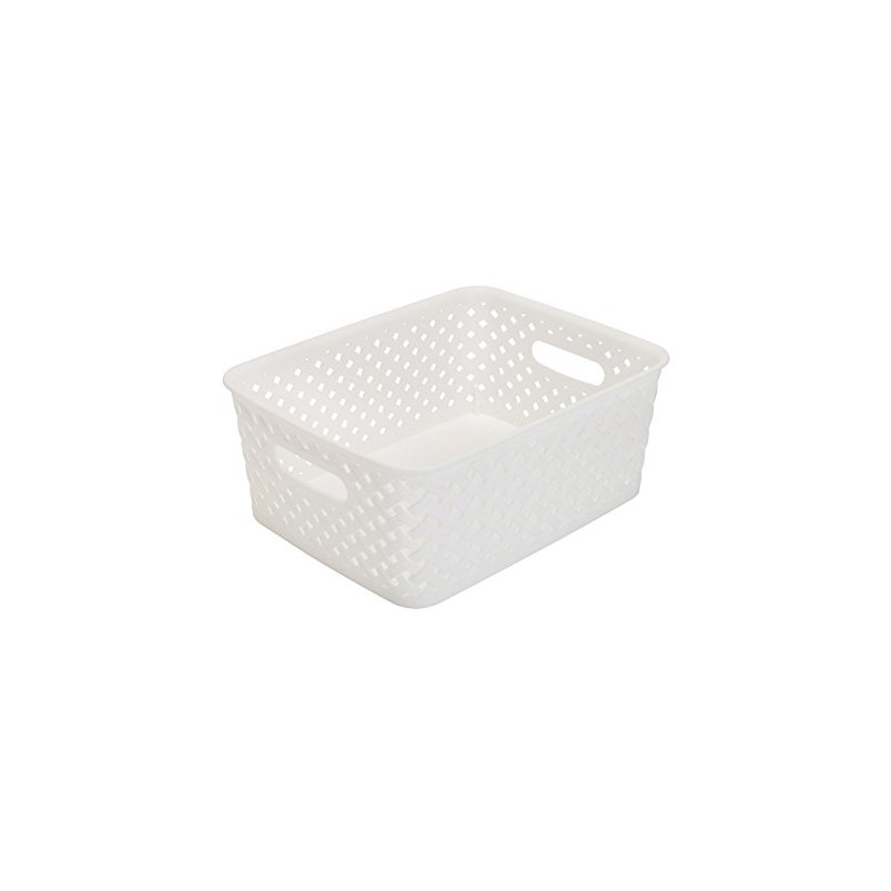 Simplify Small Resin Wicker Tote | Storage Bin | Plastic