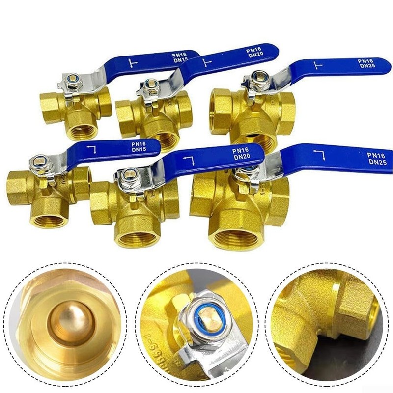 3 Way Ball Valve, DN15 1/5.1 cm Brass Female Thread