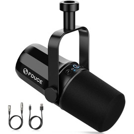 FDUCE SL40 Vocal Dynamic Podcast Microphone for Gaming, Live Streaming  Recording, Built-in Headphone Output, LED Mute Button, All Metal USBXLR