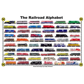 The Railroad Alphabet 11"x17"  Laminated Placemat Andy Fletcher