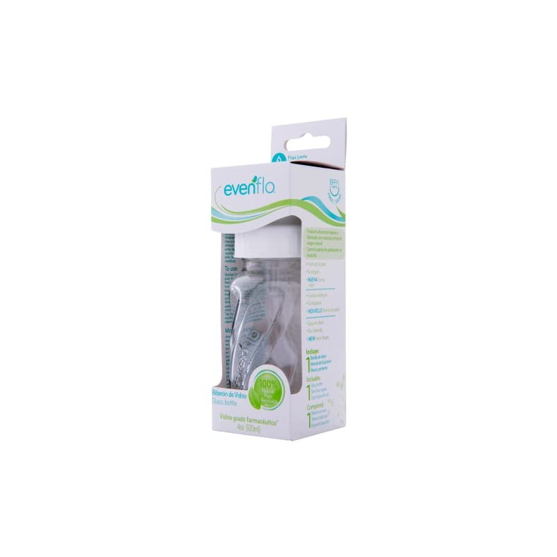 Evenflo Biberón de Vidrio de Grado Farmaceútico, 120 ml, Mamila