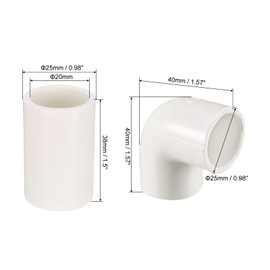 sourcing map 20mm PVC Pipe Fitting Straight Coupling Adapter 5pcs, 90 Degree 10pcs, White
