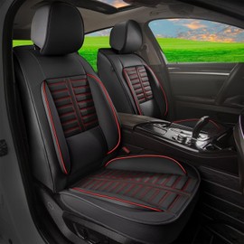RAWAKORW Full Set Seat Covers Fit for 2007-2023 2024 Nissan Frontier Premium Faux Leather Car Seat Cushion with Lumbar Support (5 Seat, Black&Red)