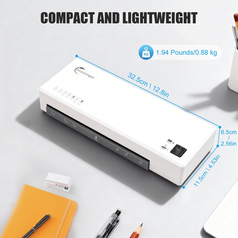 Buyounger Laminator Machine with 40 Laminating Sheets, A4 Laminator Thermal