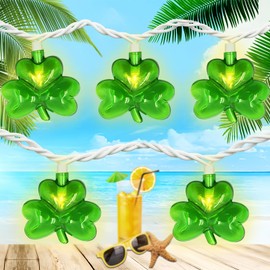 Shamrock String Lights with 10 3D Green Clover 8.5Ft String Lights Waterproof St Patricks Day, UL Listed for Party Bar Home Garden Decor, Indoor & Outdoor Use