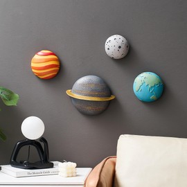 XGZY4PCS Planet Wall Hanging Set: Simple 3D Relief Art Wall Hanging Set, Fun Decoration for Living Room, Entrance, and Study