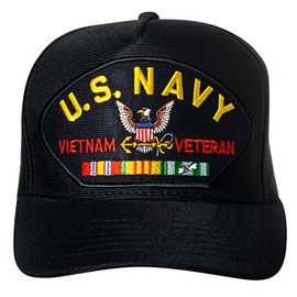 Artisan Owl United States Navy Vietnam Veteran Emblem Patch Hat – Adjustable Baseball Cap (Navy Blue)