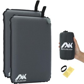 XplrKamp 2 in Inflatable Seat Cushion for Airplane Travel Camping Hiking, Portable Comfortable Memory Foam Seat Cushion for Bleachers Stadium Chair Pad, Sports, Driver (2, Gray)