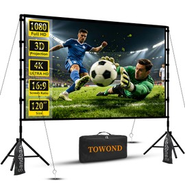 TOWOND 120 Inch Outdoor Projector Screen with Stand, Bolded 25mm Bracket