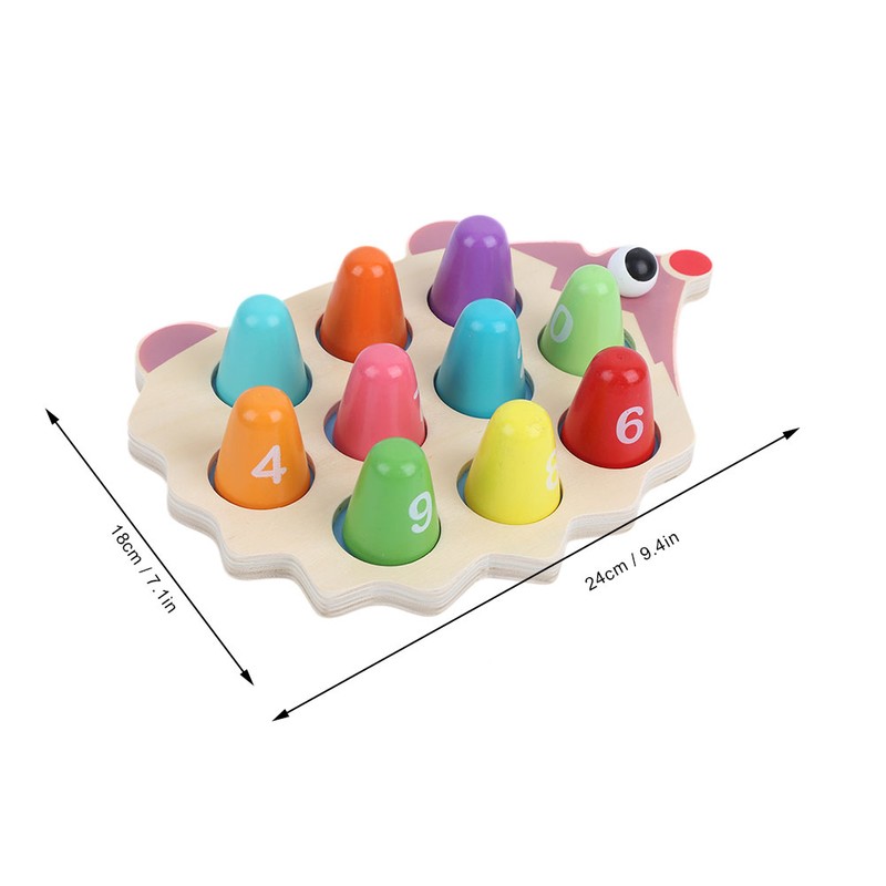 Children Wood Math Number Counting Matching Game Hedgehog Shaped Puzzle