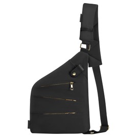 NUQUNDOY Anti-Theft Crossbody Bag for Women, Fanny Packs for Women, Foldie Travel Bag Expandable, Lightweight Travel Chest Bag,Black