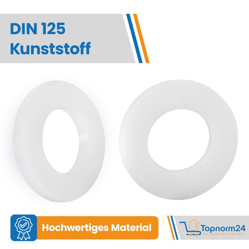 Topnorm24 - Washers Plastic White M8-50 Pieces DIN 125 Form