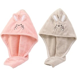 Gorro para Secar el Cabello para Niñas, Toalla de Secado Rápido, Súper Absorbente, Cómoda y Agradable al Tacto, 2 Piezas para Viaje