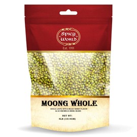 Spicy World Mung Beans (Moong Whole) 4 LBS - Ideal for Cooking & Sprouting - All Natural | Gluten Friendly | Vegan | Indian Origin