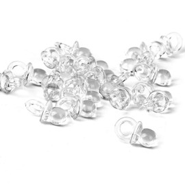 HEALLILY Acrylic Baby Pacifier Baby Shower Table Scatter Mini DIY Pacifier Ornament for Baby Shower Decoration 50Pcs (Transparent White)