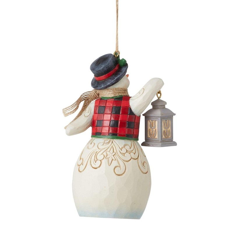 Enesco Jim Shore Snowman with Lantern Hanging Ornament, 4.53 Inches