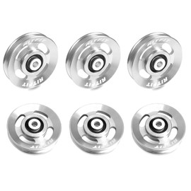 RitFit Aluminum Pulley Wheel for Gym Equipment, 2PCS/ 6PCS Set Power Rack Pulley Attachment, 90mm Aluminum Alloy Bearing Gym Pulley Wheel for Home Gym (6PCS)